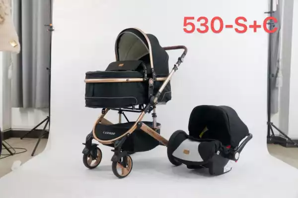 Коляска 2 в 1 LUXMOM 530-S+C, черный